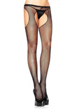 Women's, Exotic Fishnet Suspender Pantyhose, Stockings, Leg Avenue 1402 Black