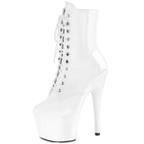 Pleaser Adore-1020 Exotic Dancing, Clubwear, Ankle/Calf 7" Platform Boot. White/Patent
