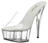 Pleaser DELIGHT-601 Clubwear Fashion Shoes, Slip/On 6" Platform Sandal. Clear