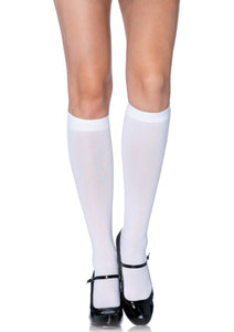 Women's Nylon Opaque Knee Highs Socks, Stockings. Leg Avenue 5572  White