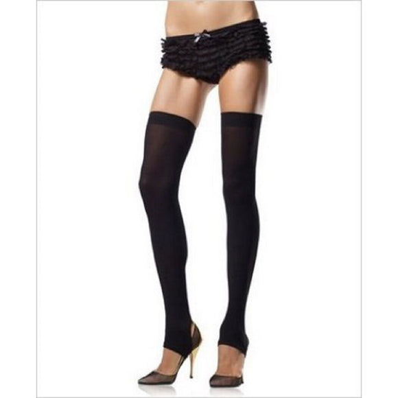 Women's Opaque Stirrup Thigh High Stockings. Leg Avenue 6310 Black