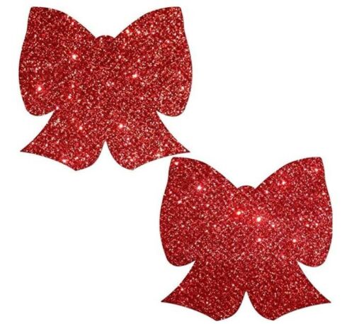 Bow: Glittering Red Bow Nipple Pasties by Pastease.