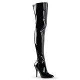 Pleaser SEDUCE-3000 Women's  5" Heel Single Soles.  Thigh High Boots. Black/Patent