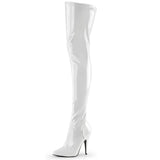 Pleaser SEDUCE-3000 Women's  5" Heel Single Soles.  Thigh High Boots. White