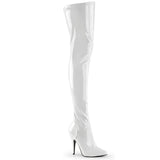 Pleaser SEDUCE-3000 Women's  5" Heel Single Soles.  Thigh High Boots. White