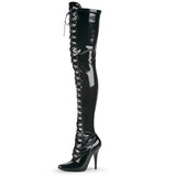 Pleaser SEDUCE-3024 Women's  5" Heel Single Soles.  Thigh High Boots. Blk/Pat