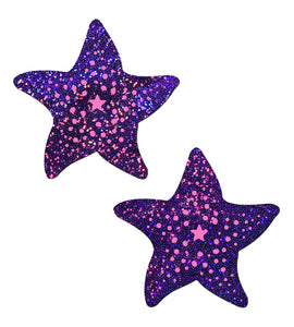 Starfish: Twinkling Purple & Pink Print Sea Star Nipple Pasties by Pastease.