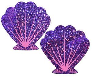 Mermaid: Glitter Purple and Pink Seashell Nipple Pasties by Pastease.