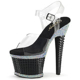 Pleaser SPECTATOR-708RS Adult Women Shoes, Ankle Strap Sandal. Clr/Blk-RS