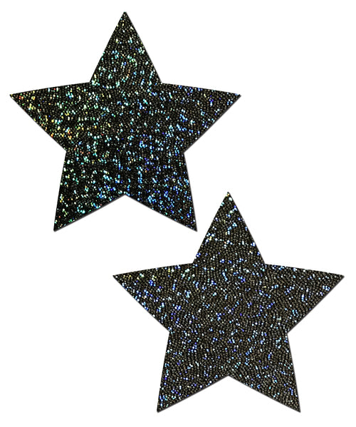 Star: Black Glitter Star Nipple Pasties by Pastease.