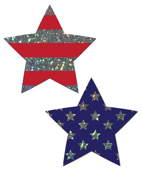 Star: Glittering Stars & Stripes Patriotic Star Nipple Pasties by Pastease.