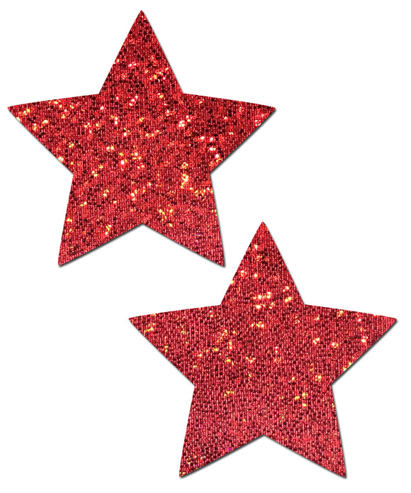 Star: Red Glitter Star Nipple Pasties by Pastease.