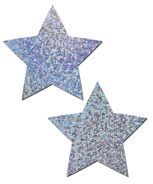 Star: Silver Glitter Star Nipple Pasties by Pastease.