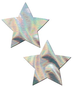 Star: Silver Holographic Star Nipple Pasties by Pastease.