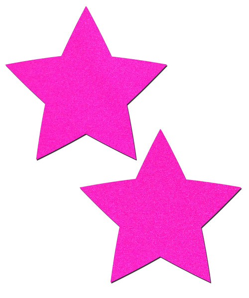 Neon Pink Day-Glow Lycra Star Nipple Pasties by Pastease.
