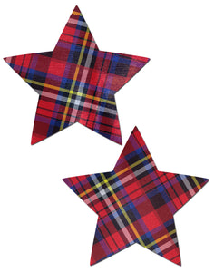 Star: Red Plaid Punk School Girl Star Nipple Pasties by Pastease.