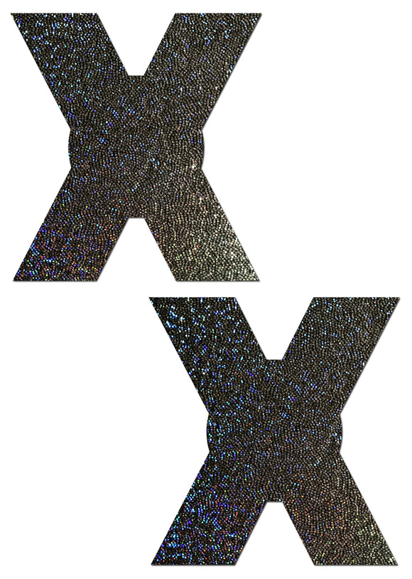 X: Black Glitter X Nipple Pasties by Pastease.