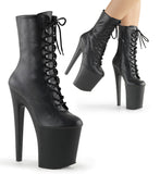 Pleaser XTREME-1020 Exotic Dancing Super High Ankle/Mid Calf High Boots. Black/Faux