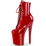 Pleaser XTREME-1020 Exotic Dancing Super High Ankle/Mid Calf High Boots. Red/Patent