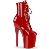 Pleaser XTREME-1020 Exotic Dancing Super High Ankle/Mid Calf High Boots. Red/Patent